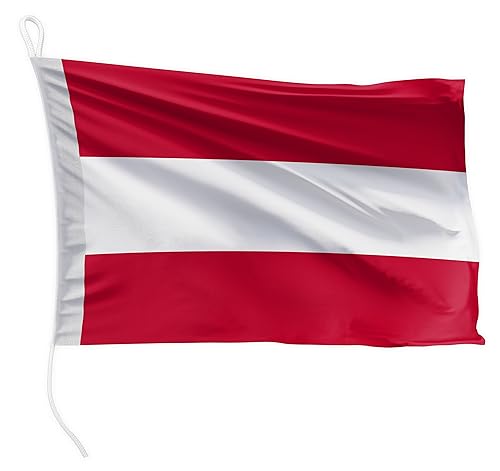 FLAGLY Premium Bootsfahne Österreich 30 x 20 cm Querformat - 115g/m² Stoffgewicht - gedruckt, robust mit Strick & Schlaufe, Bootszubehör Motorboot (30 x 20 cm - Österreich) von FLAGLY