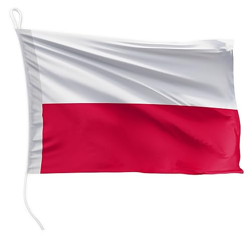 FLAGLY Premium Bootsfahne Polen 30 x 20 cm Querformat - 115g/m² Stoffgewicht - gedruckt, robust mit Strick & Schlaufe, Bootszubehör Motorboot (30 x 20 cm - Polen) von FLAGLY