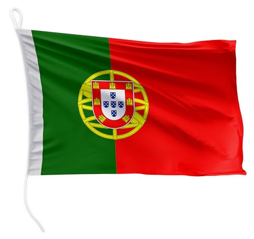 FLAGLY Premium Bootsfahne Portugal 30 x 20 cm Querformat - 115g/m² Stoffgewicht - gedruckt, robust mit Strick & Schlaufe, Bootszubehör Motorboot (30 x 20 cm - Portugal) von FLAGLY