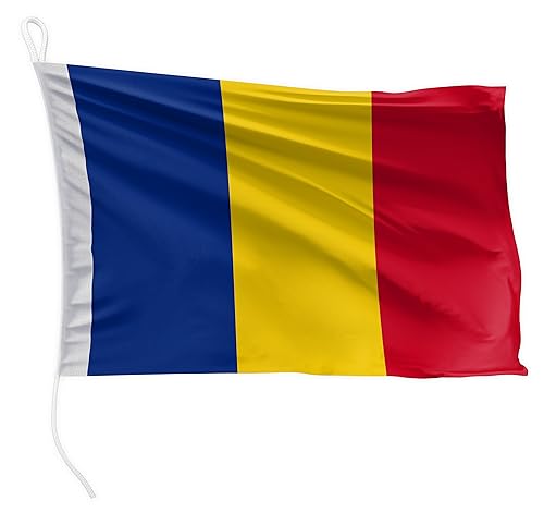 FLAGLY Premium Bootsfahne Rumänien 30 x 20 cm Querformat - 115g/m² Stoffgewicht - gedruckt, robust mit Strick & Schlaufe, Bootszubehör Motorboot (30 x 20 cm - Rumänien) von FLAGLY