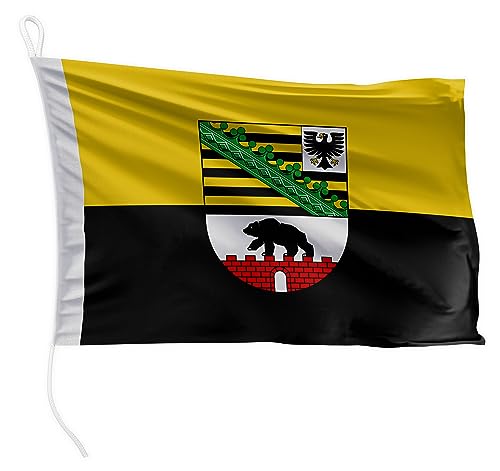 FLAGLY Premium Bootsfahne Sachsen-Anhalt 40 x 60 cm - 115g/m² Stoffgewicht - gedruckt, robust mit Strick & Schlaufe, Bootszubehör Motorboot (40 x 60 cm - Sachsen-Anhalt) von FLAGLY