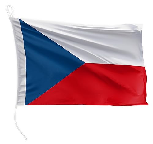 FLAGLY Premium Bootsfahne Tschechien 45 x 30 cm Querformat - 115g/m² Stoffgewicht - gedruckt, robust mit Strick & Schlaufe, Bootszubehör Motorboot (45 x 30 cm - Tschechien) von FLAGLY