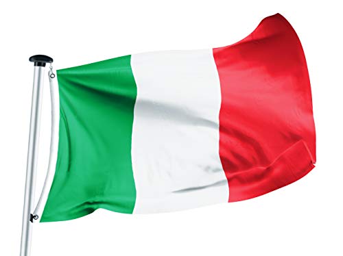 FLAGLY Premium Flagge Italien 100 x 150 cm - Schiffsflaggentuch, 160g/m² Stoffgewicht - handgefertigt, robust und witterungsbeständig mit Ösen (100 x 150 cm, Italien) von FLAGLY
