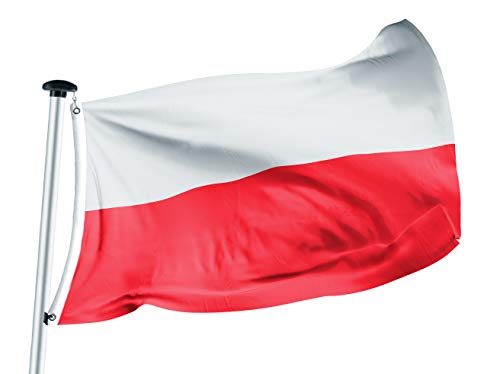 FLAGLY Premium Flagge Polen 100 x 150 cm - Schiffsflaggentuch, 160g/m² Stoffgewicht - handgefertigt, robust und witterungsbeständig mit Ösen (100 x 150 cm, Polen) von FLAGLY