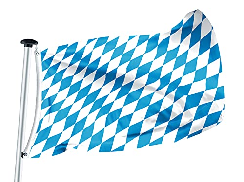 FLAGLY Premium Flagge Bayern-Raute ohne Wappen 100x150cm -115g/m² Stoffgewicht - gedruckt, robustes und witterungsbeständiges Glanzpolyester mit Ösen (100 x 150 cm, Bayern-Raute oW) von FLAGLY