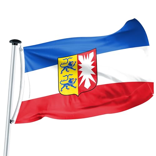 FLAGLY Premium Flagge Schleswig-Holstein – MADE IN GERMANY - mit oder ohne Wappen – hochwertige Flagge in verschiedenen Größen & Formaten (Hochformat & Querformat) – witterungsbeständig von FLAGLY