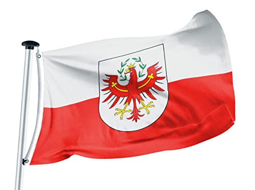 FLAGLY Premium Flagge Tirol 100x150cm - 115g/m² Stoffgewicht - gedruckt, robustes und witterungsbeständiges Glanzpolyester mit Ösen (100 x 150 cm, Tirol) von FLAGLY