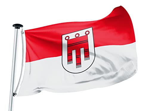FLAGLY Premium Flagge Vorarlberg 100x150cm - 115g/m² Stoffgewicht - gedruckt, robustes und witterungsbeständiges Glanzpolyester mit Ösen (100 x 150 cm, Vorarlberg) von FLAGLY