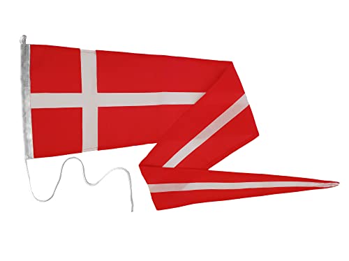 FLAGLY Premium Langwimpel Dänemark 160g/m² Stoffgewicht, robustes und witterungsbeständiges Schiffsflaggentuch - verschiedene Größen - Dänemark Wimpel, Fahnenmast Zubehör (30 x 150 cm) von FLAGLY