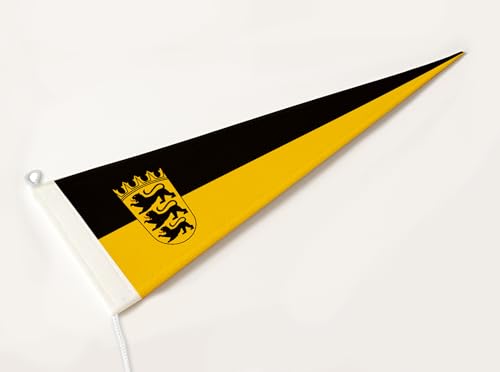 FLAGLY Premium Langwimpel Baden-Württemberg 115g/m² Stoffgewicht, robustes und witterungsbeständiges Glanzpolyester - Wimpel Baden-Württemberg, Fahnenmast Zubehör (150x40 cm) von FLAGLY