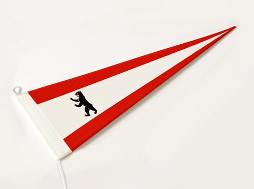 FLAGLY Premium Langwimpel Berlin 115g/m² Stoffgewicht, robustes und witterungsbeständiges Glanzpolyester - Wimpel Berlin, Fahnenmast Zubehör (150x40 cm) von FLAGLY