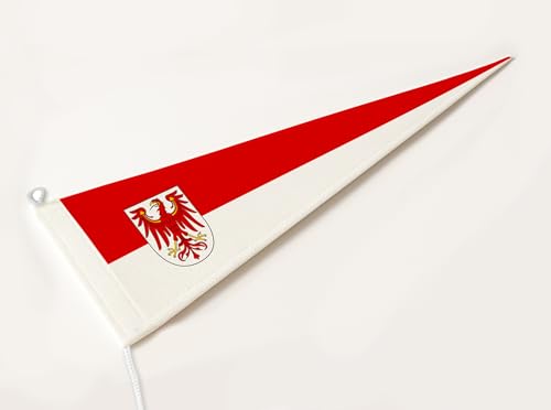 FLAGLY Premium Langwimpel Brandenburg 115g/m² Stoffgewicht, robustes und witterungsbeständiges Glanzpolyester - Wimpel Brandenburg, Fahnenmast Zubehör (150x40 cm) von FLAGLY