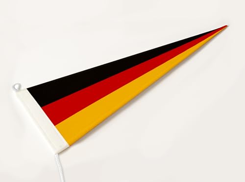 FLAGLY Premium Langwimpel Deutschland 115g/m² Stoffgewicht, robustes und witterungsbeständiges Glanzpolyester - Wimpel Deutschland, Fahnenmast Zubehör (150x40 cm) von FLAGLY