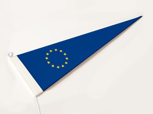 FLAGLY Premium Langwimpel Europa 115g/m² Stoffgewicht, robustes und witterungsbeständiges Glanzpolyester - Wimpel Europa, Fahnenmast Zubehör (150x40 cm) von FLAGLY