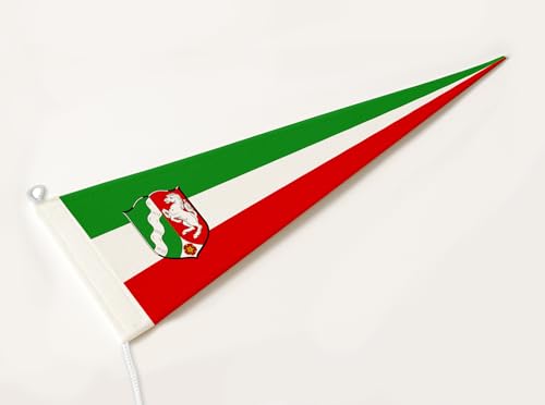 FLAGLY Premium Langwimpel Nordrhein-Westfalen 115g/m² Stoffgewicht, robustes und witterungsbeständiges Glanzpolyester - Wimpel Nordrhein-Westfalen, Fahnenmast Zubehör (150x40 cm) von FLAGLY