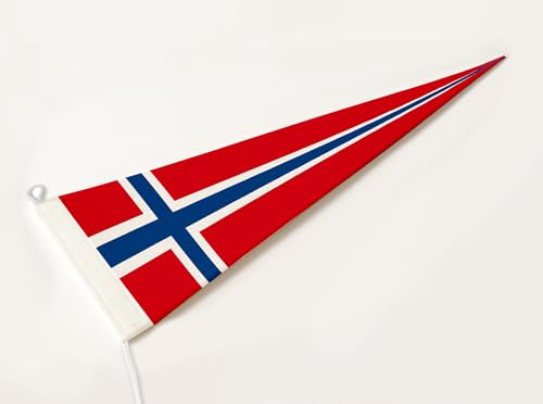 FLAGLY Premium Langwimpel Norwegen 115g/m² Stoffgewicht, robustes und witterungsbeständiges Glanzpolyester - Wimpel Norwegen, Fahnenmast Zubehör (150x40 cm) von FLAGLY