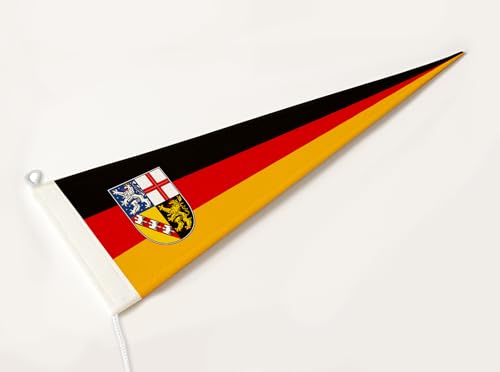 FLAGLY Premium Langwimpel Saarland 115g/m² Stoffgewicht, robustes und witterungsbeständiges Glanzpolyester - Wimpel Saarland, Fahnenmast Zubehör (150x40 cm) von FLAGLY