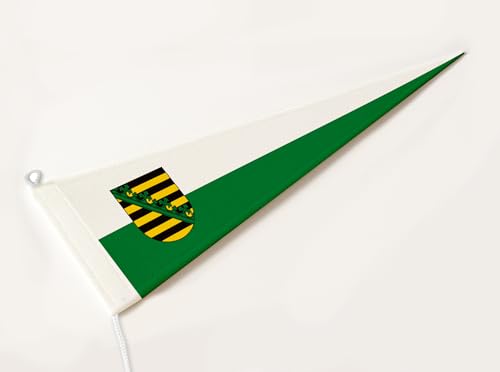 FLAGLY Premium Langwimpel Sachsen 115g/m² Stoffgewicht, robustes und witterungsbeständiges Glanzpolyester - Wimpel Sachsen, Fahnenmast Zubehör (150x40 cm) von FLAGLY