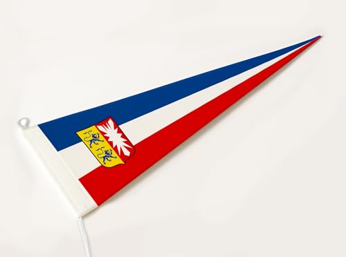 FLAGLY Premium Langwimpel Schleswig-Holstein 115g/m² Stoffgewicht, robustes und witterungsbeständiges Glanzpolyester - Wimpel Schleswig-Holstein, Fahnenmast Zubehör (150x40 cm) von FLAGLY