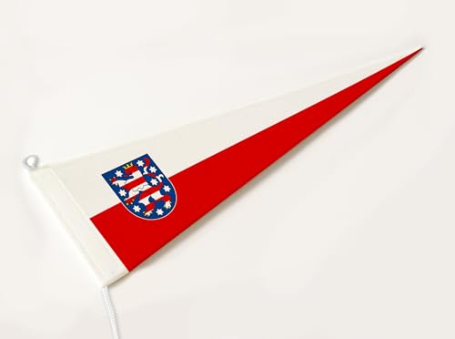 FLAGLY Premium Langwimpel Thüringen 115g/m² Stoffgewicht, robustes und witterungsbeständiges Glanzpolyester - Wimpel Thüringen, Fahnenmast Zubehör (150x40 cm) von FLAGLY