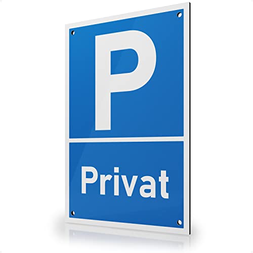 FLAGLY Premium Privat Parkplatzschild 30x20cm aus 3mm Alu Dibond inkl. Bohrungen MADE IN GERMANY - stabiles Hinweisschild/Warnschild, wetterfest & UV-beständig, Privatparkplatz Schild Alu von FLAGLY
