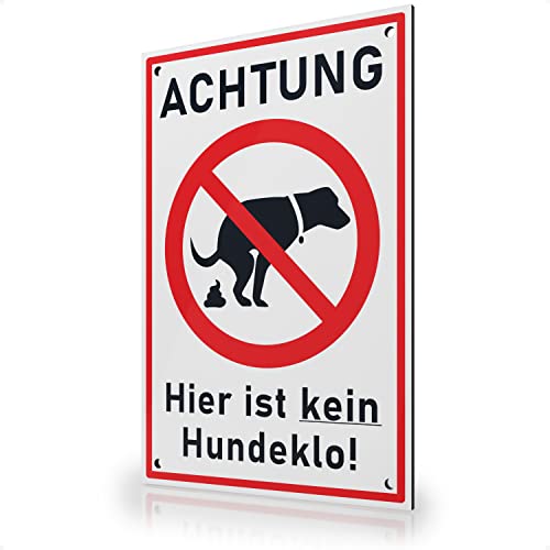 FLAGLY Premium kein Hundeklo Schild 30x20cm aus 3mm Alu Dibond inkl. Bohrungen MADE IN GERMANY - stabiles Hinweisschild/Warnschild, wetterfest & UV-beständig von FLAGLY