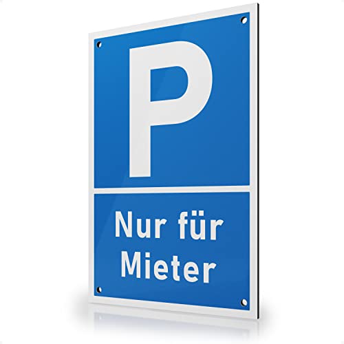 FLAGLY Premium Schild Parken nur für Mieter 30x20cm aus 3mm Alu Dibond inkl. Bohrungen MADE IN GERMANY - stabiles Hinweisschild/Warnschild, wetterfest & UV-beständig von FLAGLY