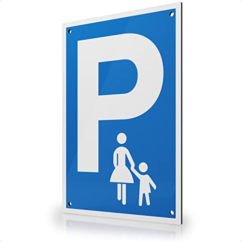 FLAGLY Premium Schild Parken Mutter Kind 30x20cm aus 3mm Alu Dibond inkl. Bohrungen MADE IN GERMANY - stabiles Hinweisschild/Warnschild, wetterfest & UV-beständig von FLAGLY