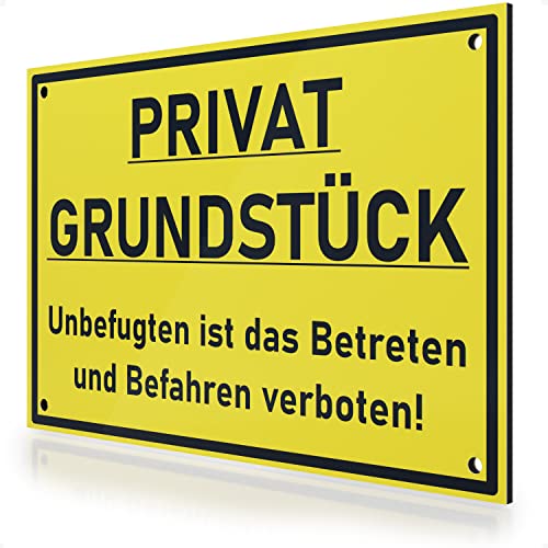 FLAGLY Premium Privatgrundstück Schilder 30x20cm aus 3mm Alu Dibond inkl. Bohrungen MADE IN GERMANY - stabiles Hinweisschild/Warnschild, wetterfest & UV-beständig von FLAGLY