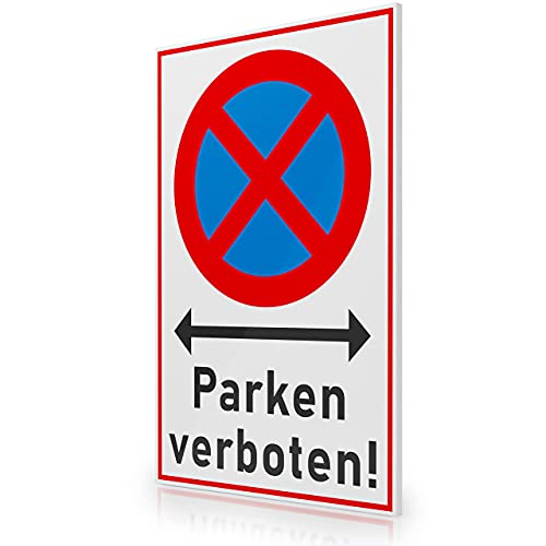 FLAGLY Premium Parken verboten Schild 30x20cm aus 3mm PVC Hartschaumplatte MADE IN GERMANY - stabiles Hinweisschild/Warnschild, wetterfest & UV-beständig - Parkverbot Schilder von FLAGLY