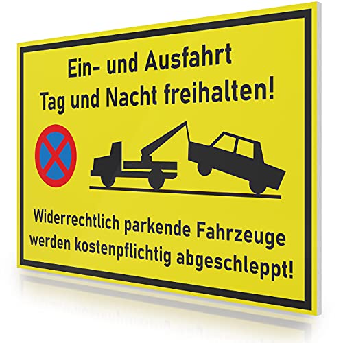 FLAGLY Premium Einfahrt freihalten Schild 30x20cm aus 3mm PVC Hartschaumplatte MADE IN GERMANY - stabiles Hinweisschild/Warnschild, wetterfest & UV-beständig - Einfahrt freihalten Schilder von FLAGLY