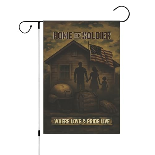 FLAGMEUP8386 Gartenflagge mit Armee-Veteranen, 30,5 x 45,7 cm, doppelseitig, Polyester, Hofbanner "Home of Soldier Where Love and Pride Live", rustikale Militärfamilie, Tribut, Outdoor-Hausdekoration FLAGMEUP8386 Gartenflagge mit Armee-Veteranen, 30,5 x 45,7 cm, doppelseitig, Polyester, Hofbanner "Home of Soldier Where Love and Pride Live", rustikale Militärfamilie, Tribut, Outdoor-Hausdekoration von FLAGMEUP8386