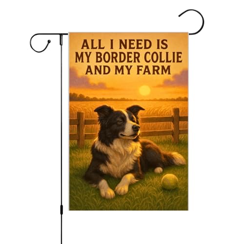 Flagmeup8386 Rustikale Hunde-Gartenflagge, 30,5 x 45,7 cm, Polyester, doppelseitig, für den Außenbereich, Bauernhaus-Dekoration, Border Collie, Haustiergeschenk, Herbst-Einweihungsfeier, All I Need Is Flagmeup8386 Rustikale Hunde-Gartenflagge, 30,5 x 45,7 cm, Polyester, doppelseitig, für den Außenbereich, Bauernhaus-Dekoration, Border Collie, Haustiergeschenk, Herbst-Einweihungsfeier, All I Need Is von FLAGMEUP8386