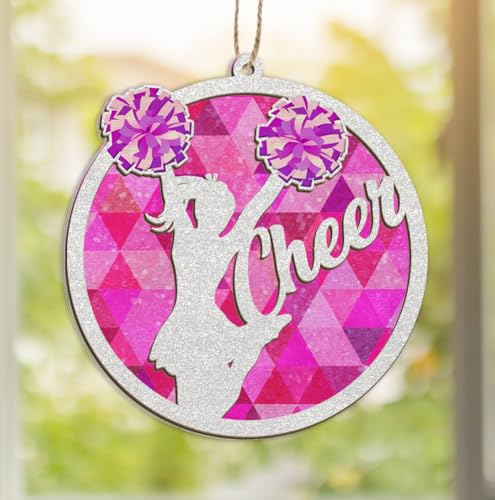 Cheerleader Ornament für Mädchen - Rosa Glitzer Holz Acryl Sonnenfänger Cheer Geschenk - Cheerleading Weihnachtsbaum Dekoration für Teen Girls & Squad Spirit von FLAGWIX