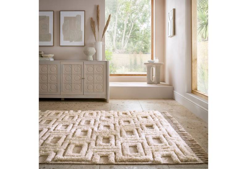 FLAIR RUGS Wollteppich Greek Key, rechteckig, Höhe: 5 mm, Shaggy Wolle von FLAIR RUGS