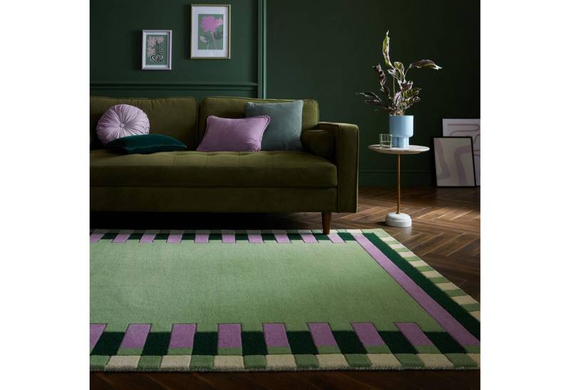 FLAIR RUGS Wollteppich Kai Wool Border, rechteckig, Höhe: 10 mm, Kai Wool Border Läufer Teppich von FLAIR RUGS