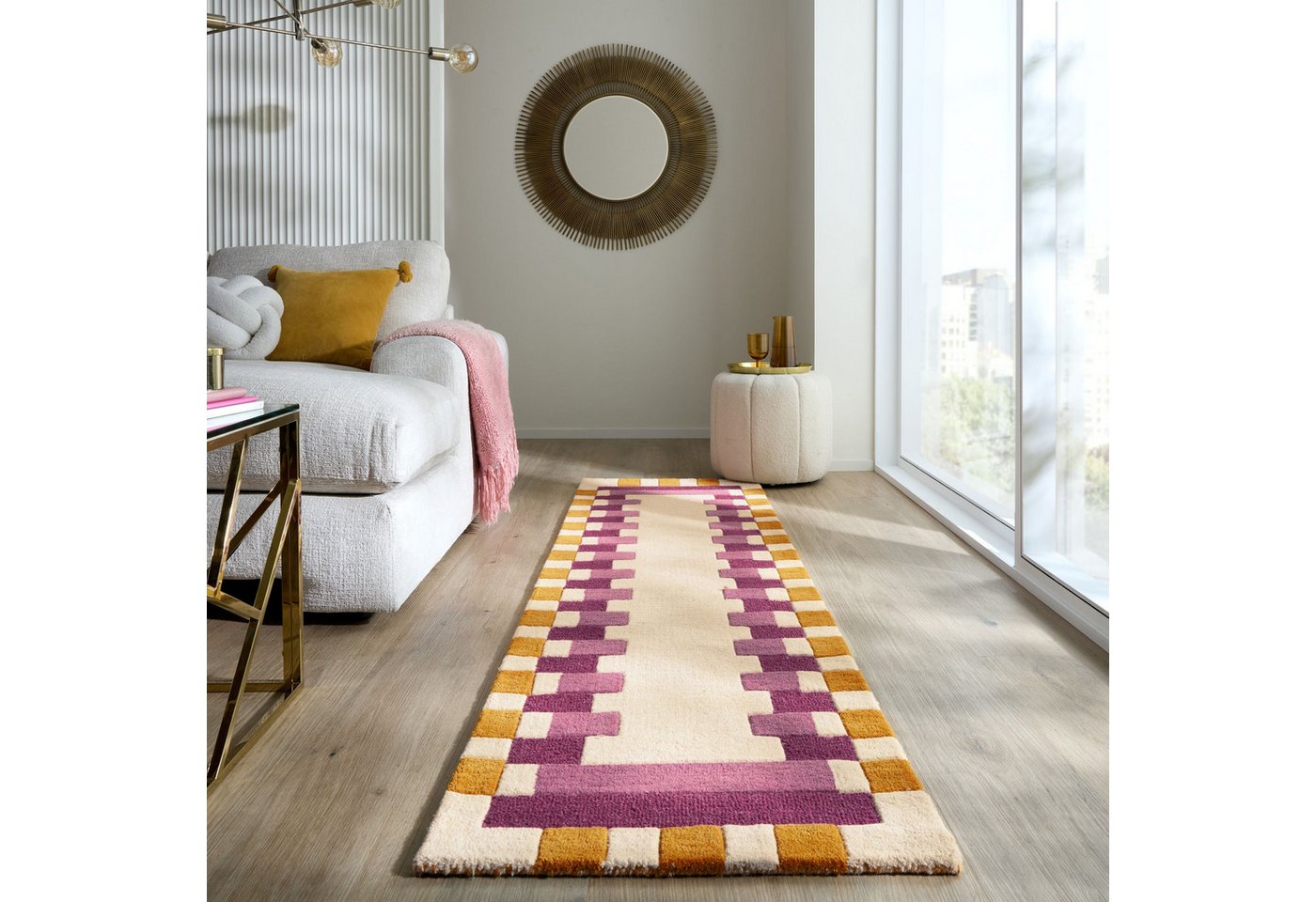 FLAIR RUGS Wollteppich Kai Wool Border, rechteckig, Höhe: 10 mm, Kai Wool Border Läufer Teppich FLAIR RUGS Wollteppich Kai Wool Border, rechteckig, Höhe: 10 mm, Kai Wool Border Läufer Teppich von FLAIR RUGS