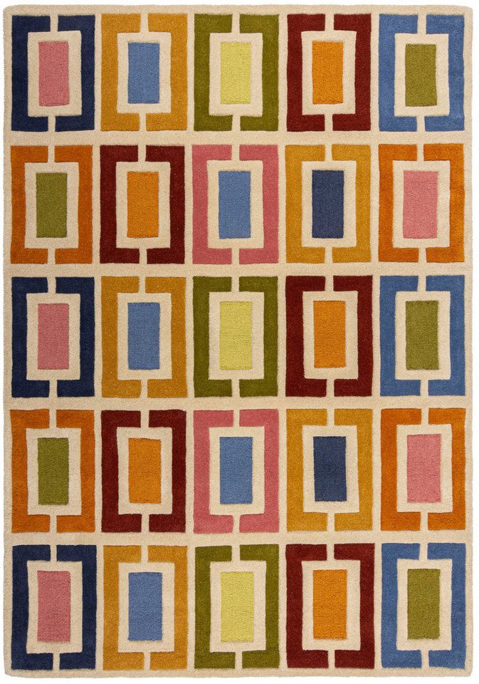 FLAIR RUGS Wollteppich Retro Blocks, rechteckig, Höhe: 10 mm, Retro Blocks geschnitzter Wollteppich von FLAIR RUGS