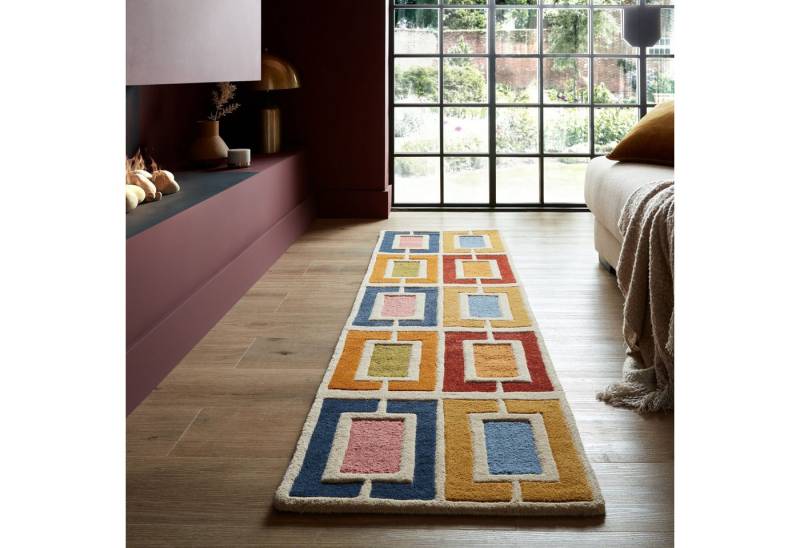 FLAIR RUGS Wollteppich Retro Blocks, rechteckig, Höhe: 10 mm, Retro Blocks geschnitzter Wollteppich von FLAIR RUGS