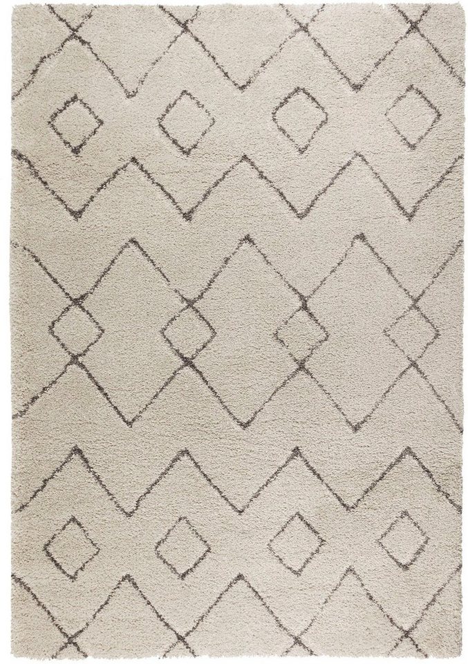 Hochflor-Teppich Imari, FLAIR RUGS, rechteckig, Höhe: 30 mm, Berber Optik, Boho, Rauten Muster von FLAIR RUGS