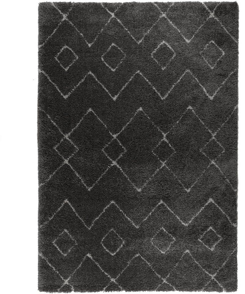 Hochflor-Teppich Imari, FLAIR RUGS, rechteckig, Höhe: 30 mm, Berber Optik, Boho, Rauten Muster von FLAIR RUGS