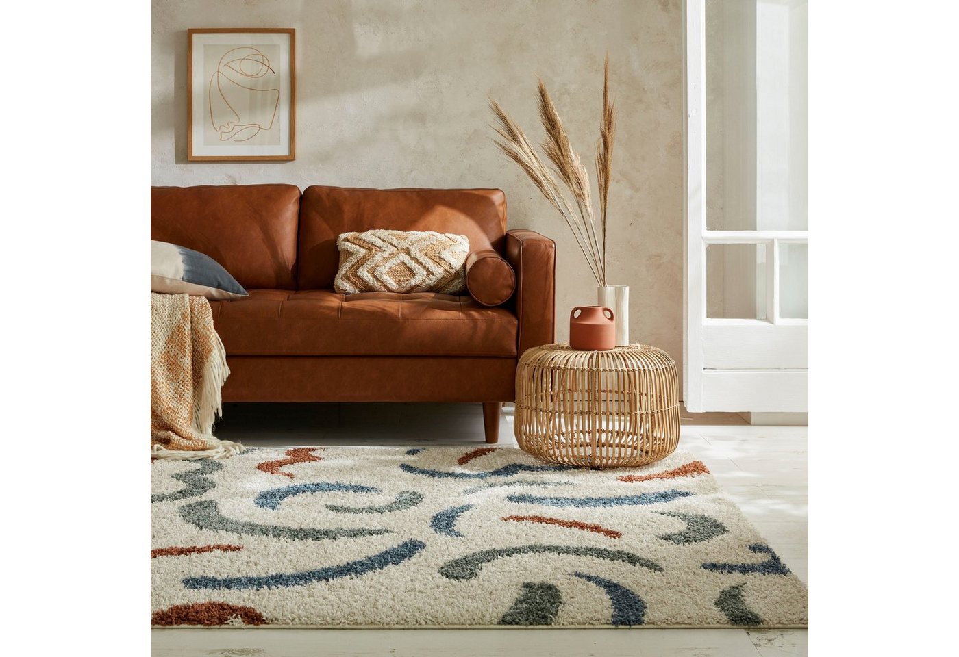 Hochflor-Teppich SQUIGGLE, FLAIR RUGS, rechteckig, Höhe: 30 mm von FLAIR RUGS