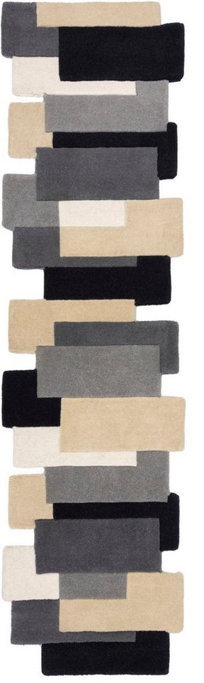 Läufer Abstract Collage, FLAIR RUGS, rechteckig, Höhe: 11 mm, 100% Wolle, Karo Design, Patchwork, modern, mehrfarbig, Teppichläufer von FLAIR RUGS