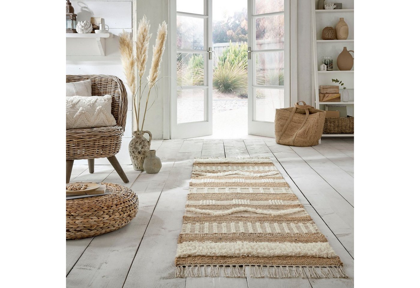 Läufer Medina, FLAIR RUGS, rechteckig, Höhe: 12 mm, Boho-Look, aus Naturfasern wie Wolle & Jute, Teppichläufer von FLAIR RUGS