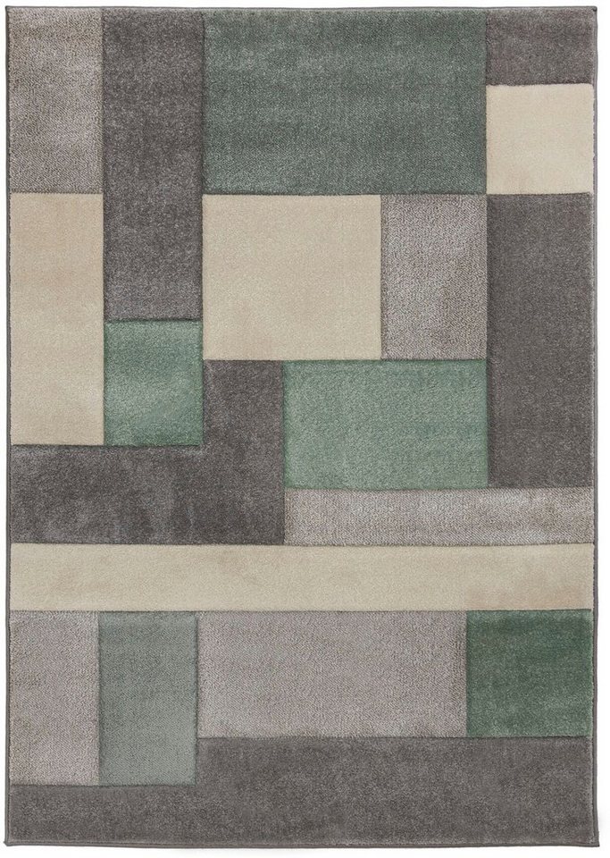 FLAIR RUGS Teppich Cosmos, rechteckig, Höhe: 12 mm, Patchwork Design, mehrfarbig, mit Hoch-Tief-Effekt von FLAIR RUGS