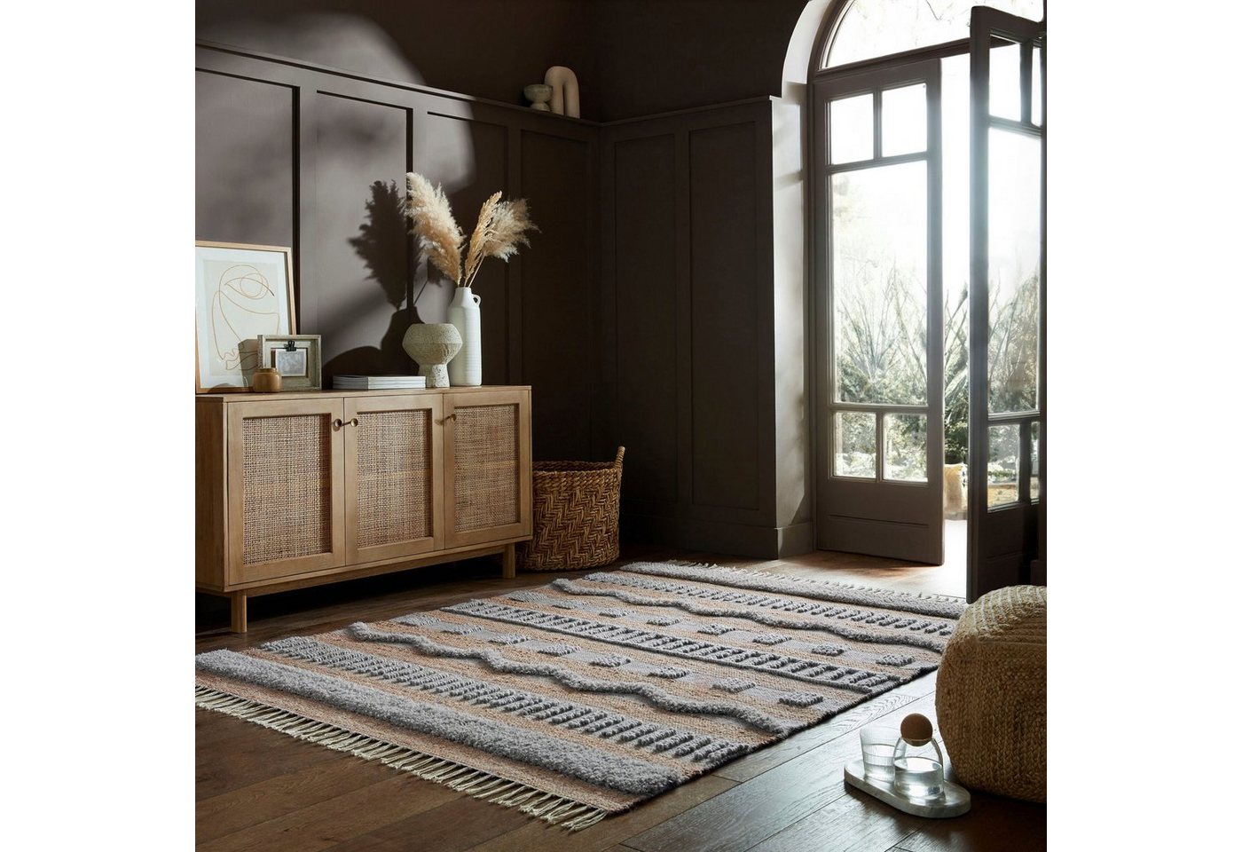 Teppich Medina, FLAIR RUGS, rechteckig, Höhe: 12 mm, Boho-Look, aus Naturfasern wie Wolle & Jute von FLAIR RUGS