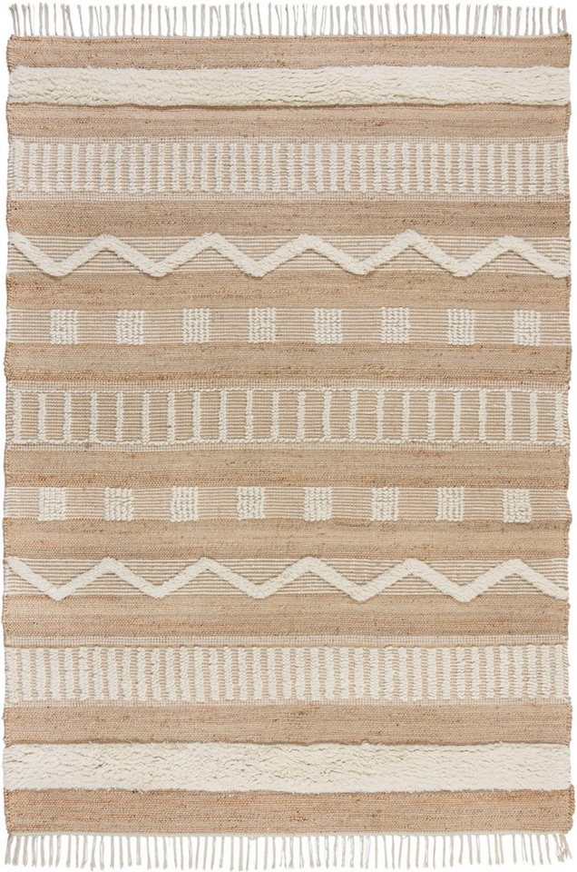 Teppich Medina, FLAIR RUGS, rechteckig, Höhe: 12 mm, Boho-Look, aus Naturfasern wie Wolle & Jute von FLAIR RUGS