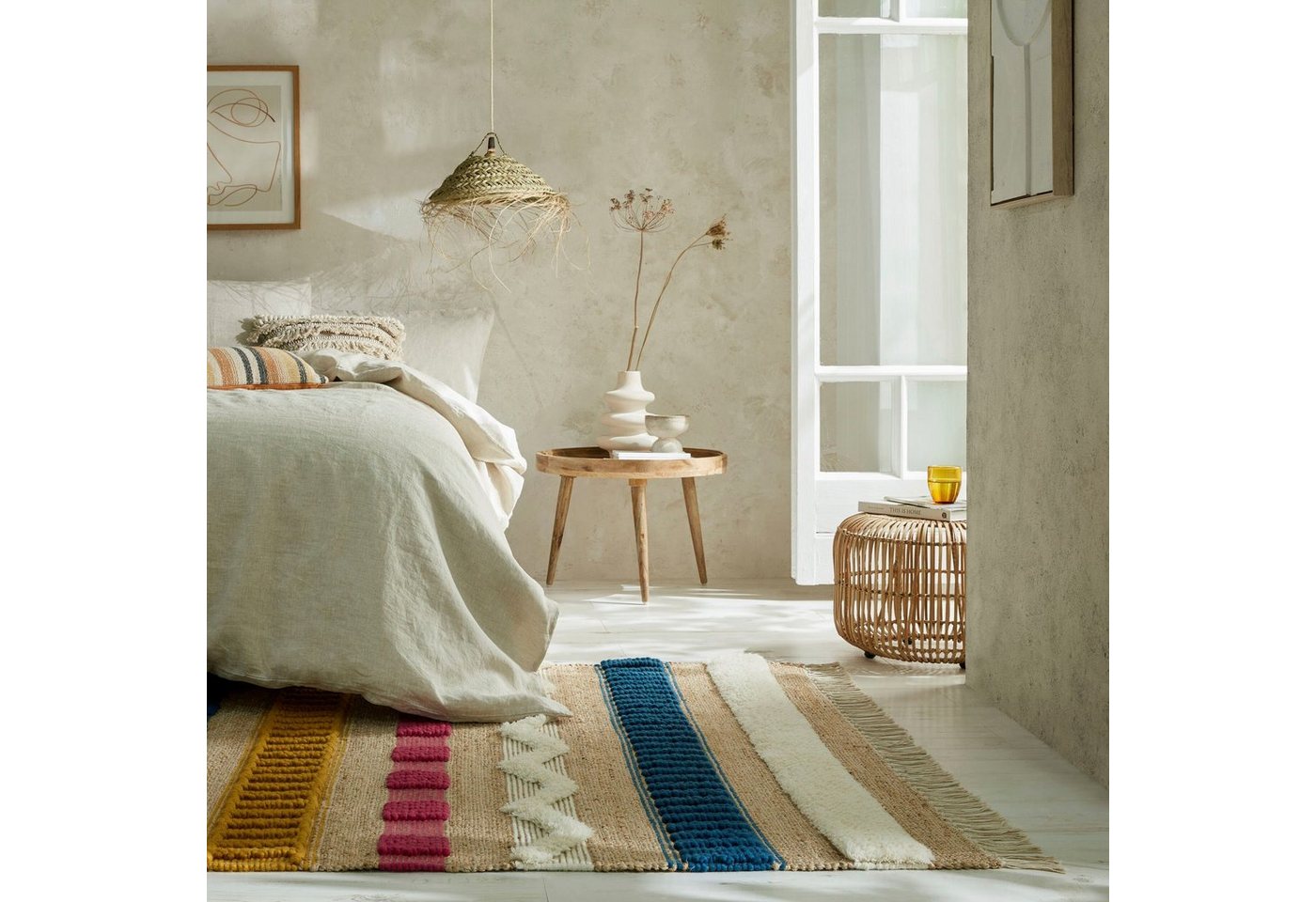 Teppich Medina, FLAIR RUGS, rechteckig, Höhe: 12 mm, Boho-Look, aus Naturfasern wie Wolle & Jute von FLAIR RUGS