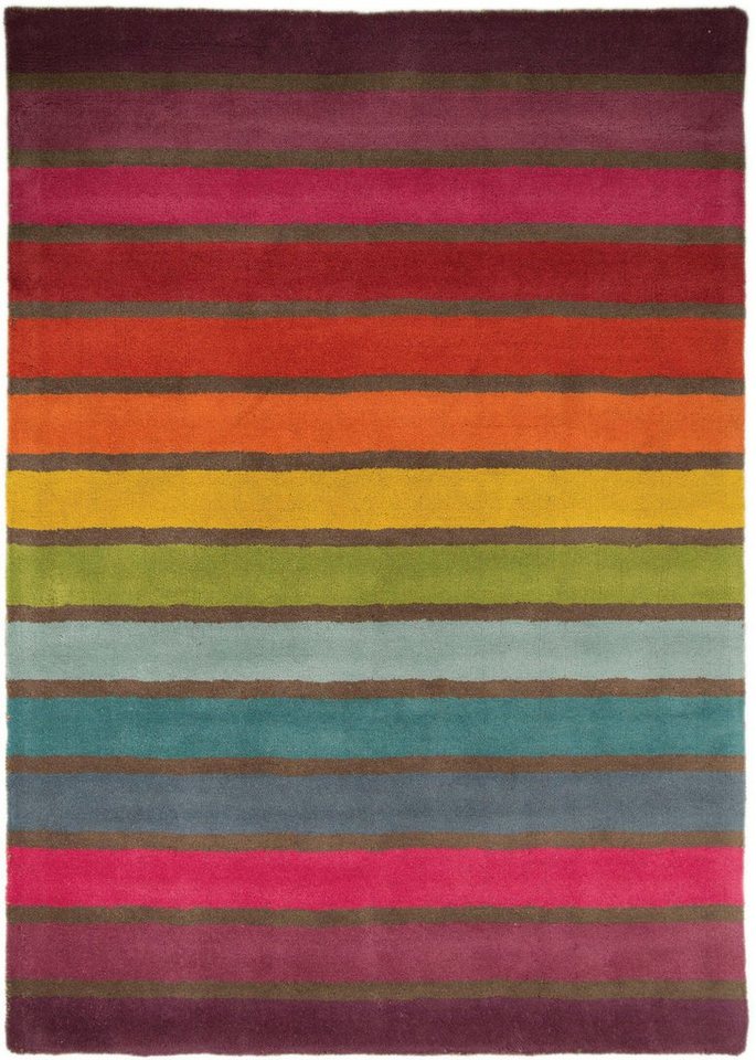 FLAIR RUGS Wollteppich Candy, rechteckig, Höhe: 10 mm, aus 100% Wolle, Design mit Streifen, mehrfarbig gemustert, bunt von FLAIR RUGS
