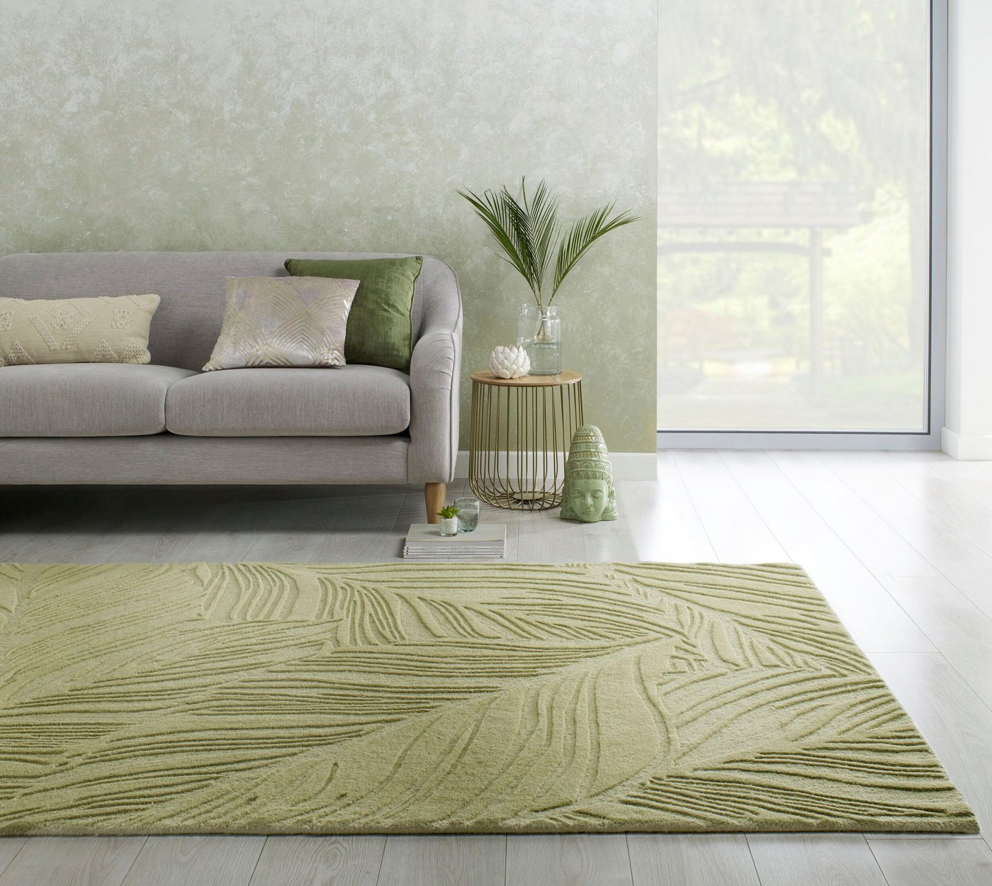 Wollteppich LINO LEAF, FLAIR RUGS, rechteckig, Höhe: 10 mm, Hoch-Tief Effekt von FLAIR RUGS